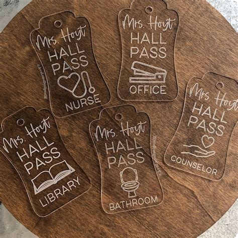 Personalized Hall Pass Laser Print File Teacher Ts Back Etsy