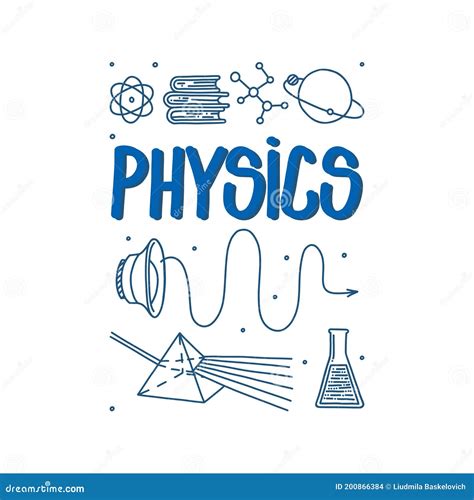 Physics Doodle With Light Prism Sound Waves And Atom Hand Drawn