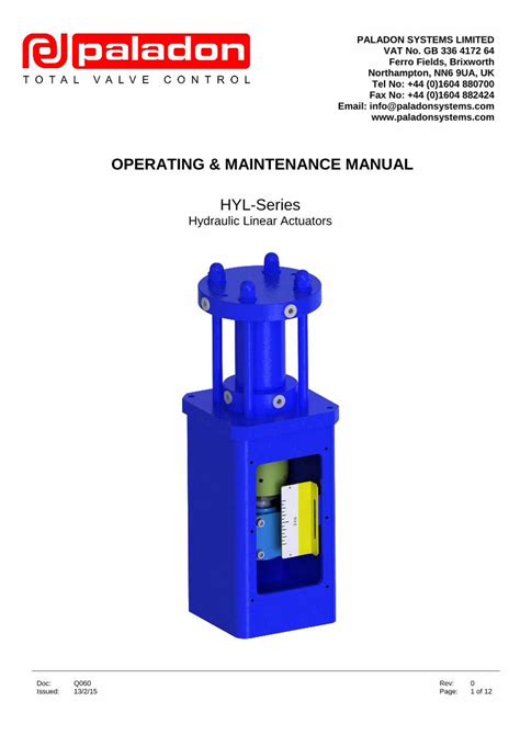 Pdf Operating Maintenance Manual Paladon Hyl Series