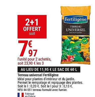 Promo Terreau Universel Fertilig Ne Chez Gamm Vert Icatalogue Fr