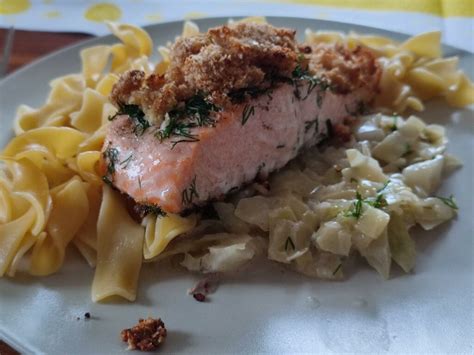 Lachs Mit Meerrettich Kruste Katjas B Cher Und Rezepte