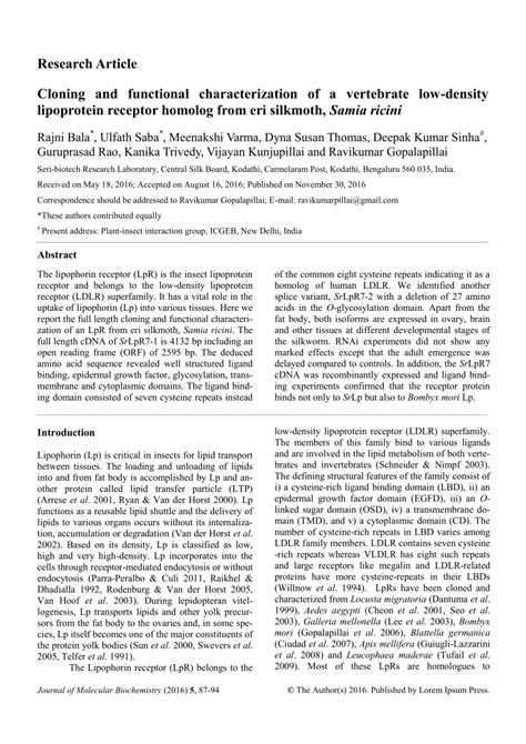 PDF Cloning And Functional Characterization Of A Vertebrate Low