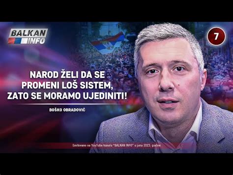 Intervju Bo Ko Obradovi Narod Eli Promenu Lo Eg Sistema Zato Se