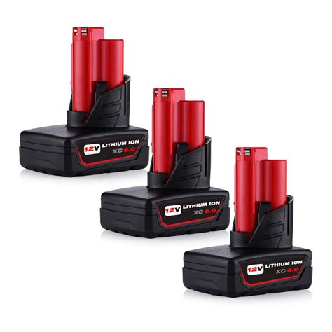 For Milwaukee 12v Battery Replacement M12 6ah Li Ion Battery 3 Pack Batteriescorp