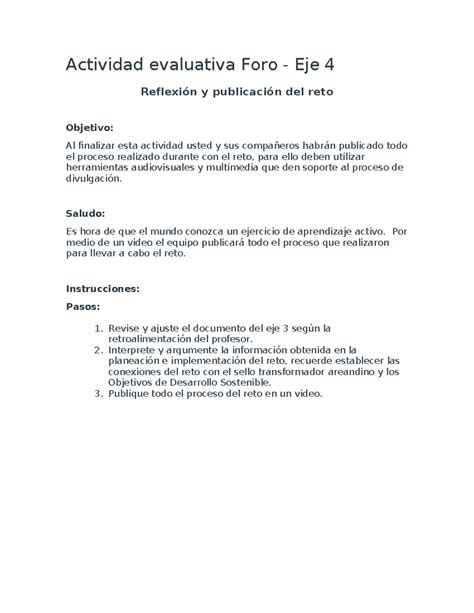 Catedra Puntos A Desarrollar Act Ev Eje Actividad Evaluativa