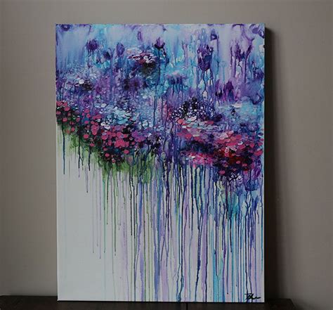 Violett Lila Abstrakt Blumen Malerei Acryl Malerei Von Artbyoak1 Abstract Flower Painting