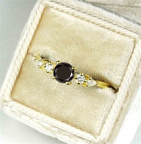 Vintage black diamond ring in rose gold - DIORAH JEWELLERS