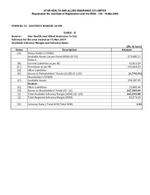 Fillable Online FORM NL 33 SOLVENCY MARGIN Fax Email Print PdfFiller