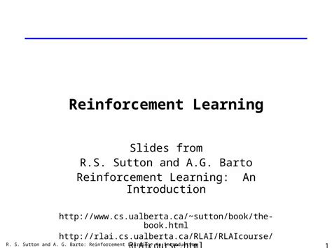 Ppt R S Sutton And A G Barto Reinforcement Learning An