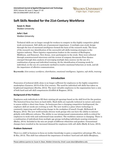 Pdf Soft Skills Needed For The 21st Century Workforce