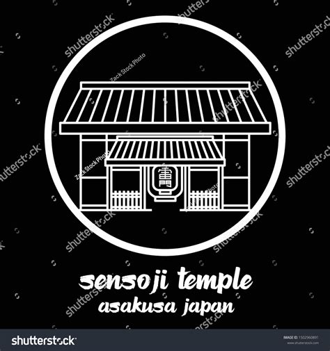 Circle Icon Line Sensoji Temple Vector Stock Vector Royalty Free