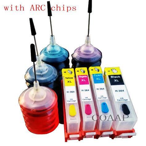 Aliexpress.com : Buy 4 Compatible hp364 Refillable ink cartridge ...