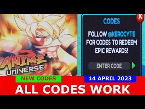 All Codes Work New Anime Universe Simulator Roblox April