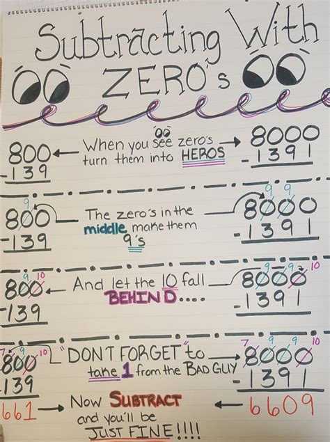 Borrowing In Subtraction With Zeros