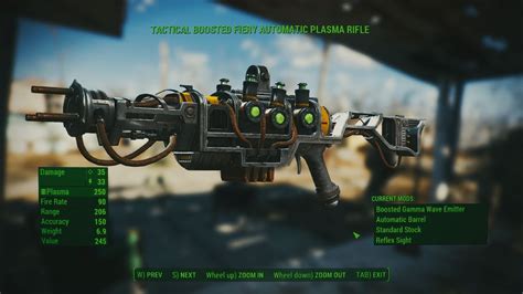 Fallout 4 Weapons Tactical Boosted Fiery Automatic Plasma Rifle Youtube