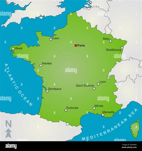 Karte Von Frankreich Stockfotografie Alamy