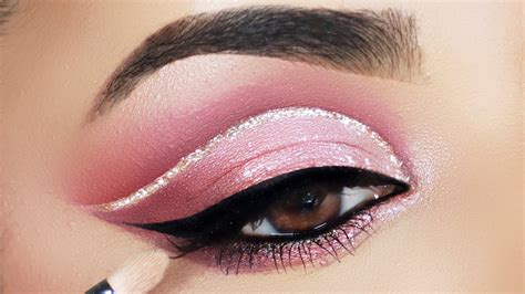 Soft Pink Monotone Glitter Cut Crease Makeup Tutorial YouTube