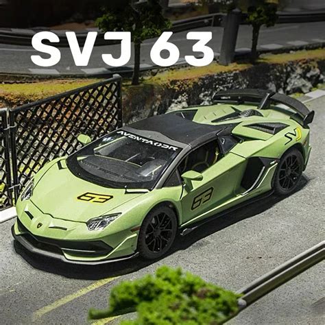 1 24 Lamborghini Aventador Svj 63 Alloy Car Model Diecast Car Sound Light Car Lovers Collection