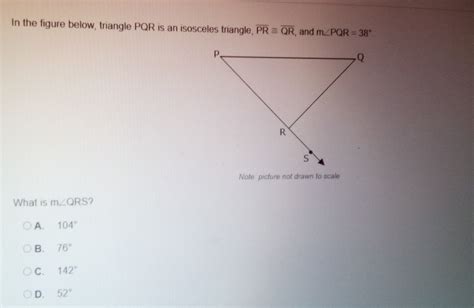 Solved In The Figure Below Triangle Pqr Is An Isosceles Triangle