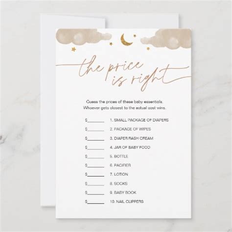 Guess The Price Twinkle Star Baby Shower Game Invitation Zazzle