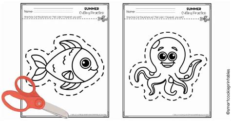 Free Printable Sea Animals Cutting Practice Smart Cookie Printables