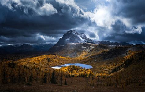 Wallpaper Autumn Forest The Sky Clouds Light Mountains Lake The