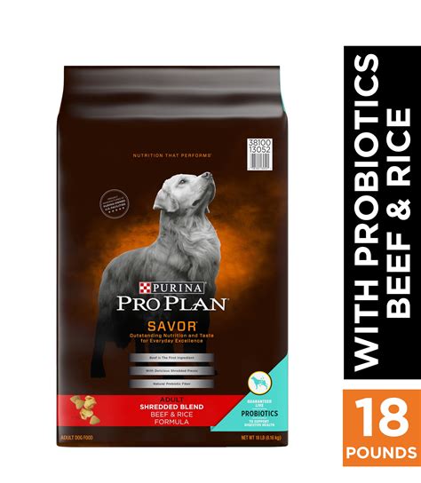 Purina Pro Plan With Probiotics Dry Dog Food Savor Shredded Blend Beef