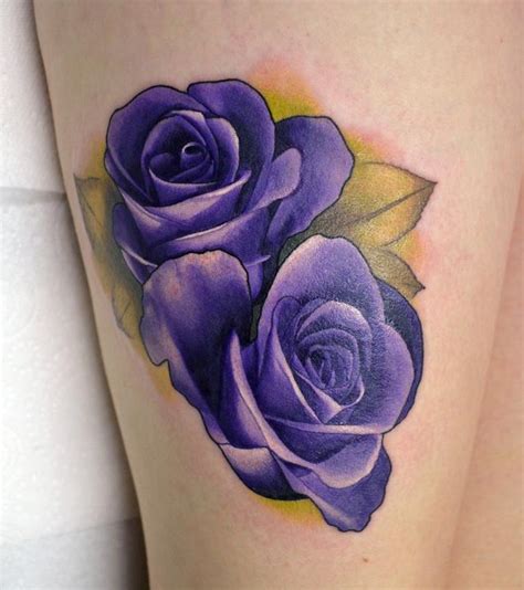 Realistic Purple Roses By Alan Aldred Tattoos