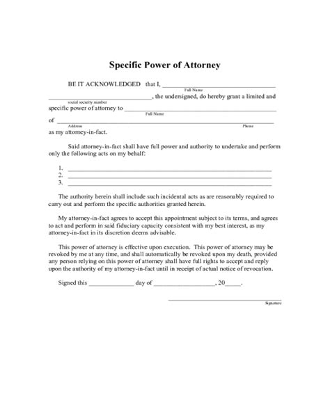 Specific Power Of Attorney Edit Fill Sign Online Handypdf