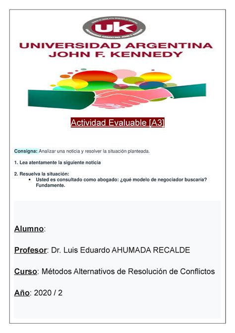 Actividad Evaluable 3 Métodos Alternativos de Resolución de Conflictos