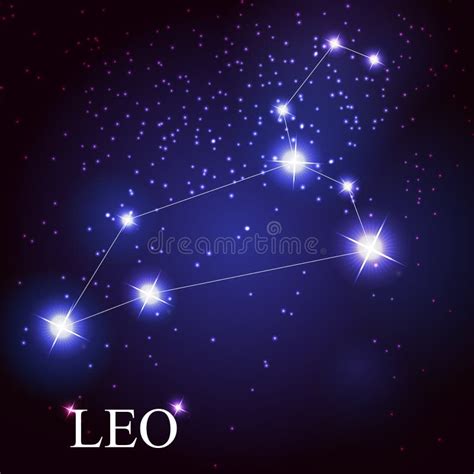 Leo Zodiac Sign Of The Beautiful Bright Stars Stock Vector