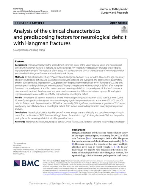 PDF Analysis Of The Clinical Characteristics And Predisposing Factors