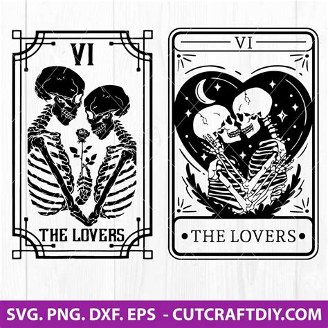 Lovers Tarot Card SVG The Lovers Card SVG Tarot SVG Skull Couple