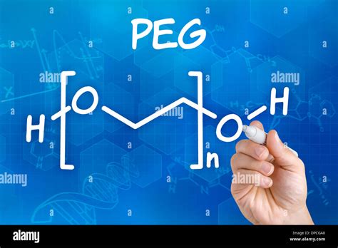 Hand With Pen Drawing The Chemical Formula Of Peg Stock Photo Alamy