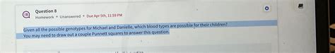 Solved Question 8Homework Unanswered Due Apr Chegg