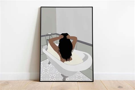 Black Girl In Bath Art Instant Download Bathroom Wall Art Etsy