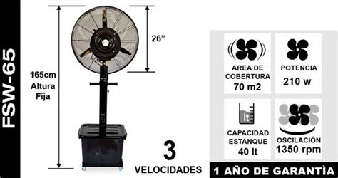 VENTILADOR INDUSTRIAL DE PEDESTAL CON NEBULIZADOR 26 PULGADAS TECNOPLUS