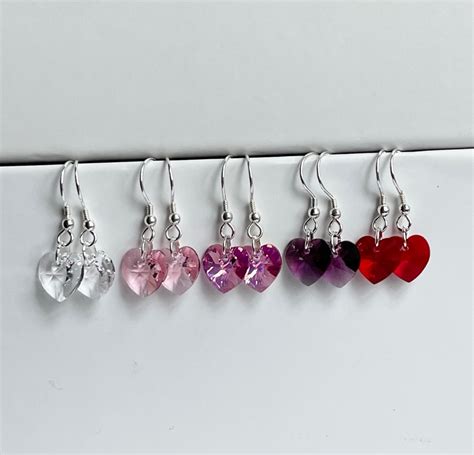 1 Swarovski Heart Earrings Pinks