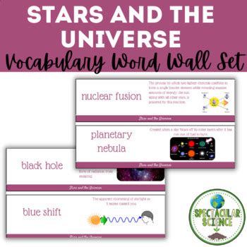 Stars And The Universe Vocabulary Word Wall Cards By Spectacular Science