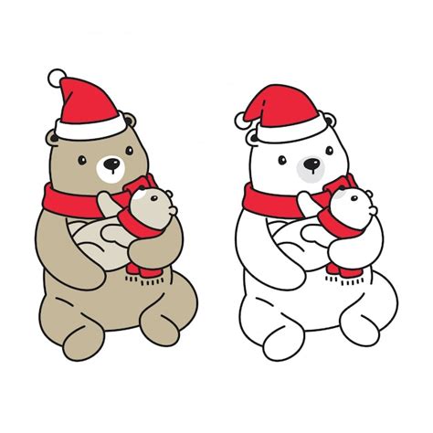 Premium Vector Bear Polar Christmas Santa Claus Cartoon