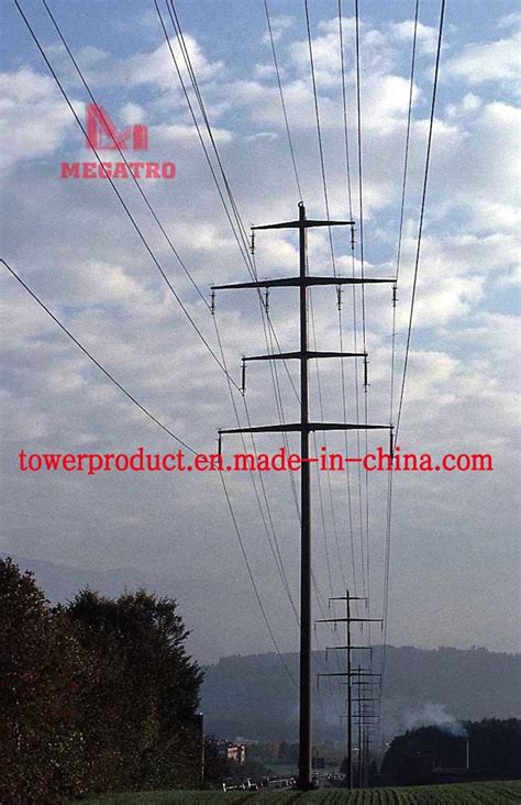 Megatro Electric Transmission Lines Steel Pole Tower China 110kv DC