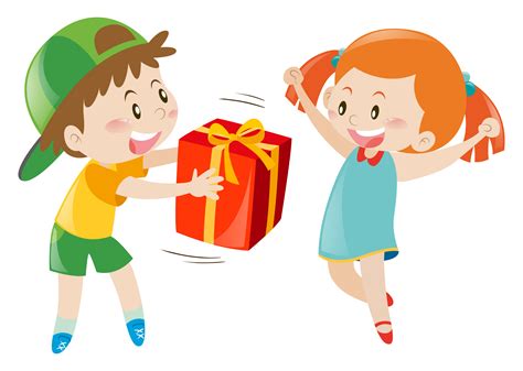 Boy Giving Present To Girl 368975 Vector Art At Vecteezy