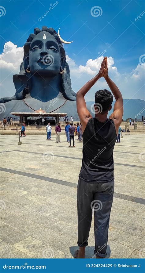 Coimbatore India March Adiyogi Shiva Statue People Are