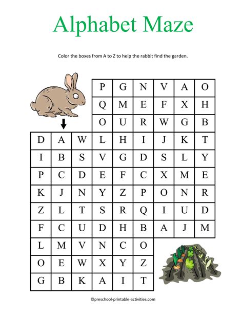 Pdf Alphabet Maze Amazon S3 · ©preschool Printable P G Alphabet Maze Color