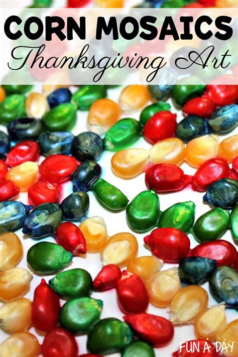 Corn Mosaic Art Using Dyed Popcorn Kernels Thanksgiving Art