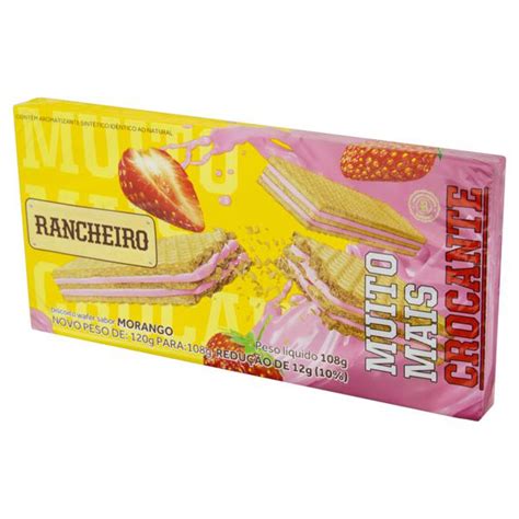 Biscoito Wafer Recheio Morango Rancheiro Pacote 78g Zero Lactose Vegano