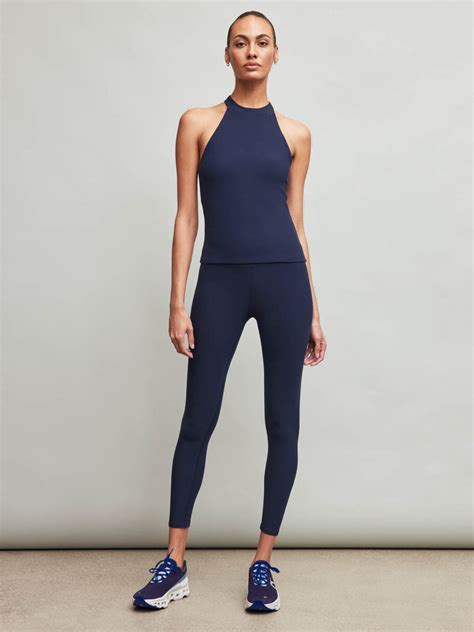 Sleeveless Mock Neck Top In Melt Navy Carbon38