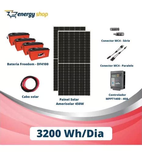 Kit Energia Solar Off Grid Até 3200wh Dia MercadoLivre