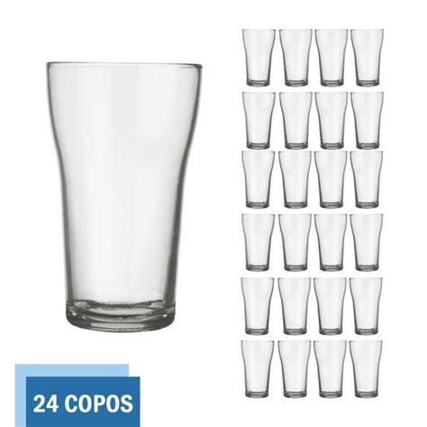 Conjunto 24 Copos Vidro 200ml Boteco Chop Transparente Nadir NADIR