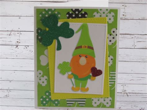 2 Ct St Patrick S Day Gnome Cards Handmade Note Cards Etsy